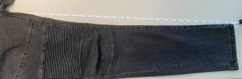 BlankNYC Men's Moto Jeans Size 32 Black Gray Skinny Biker Ribbed Knee Denim
